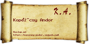 Kopácsy Andor névjegykártya